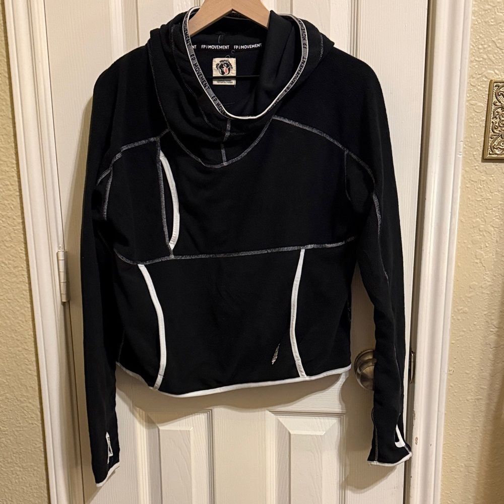 Black free people Athletic Hoodie with Contrast Piping